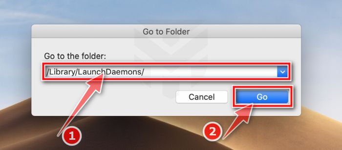 Enter commands in the Go to Folder window