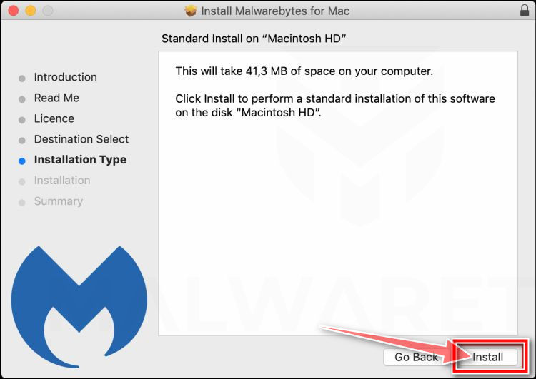 Click Install to install Malwarebytes on Mac
