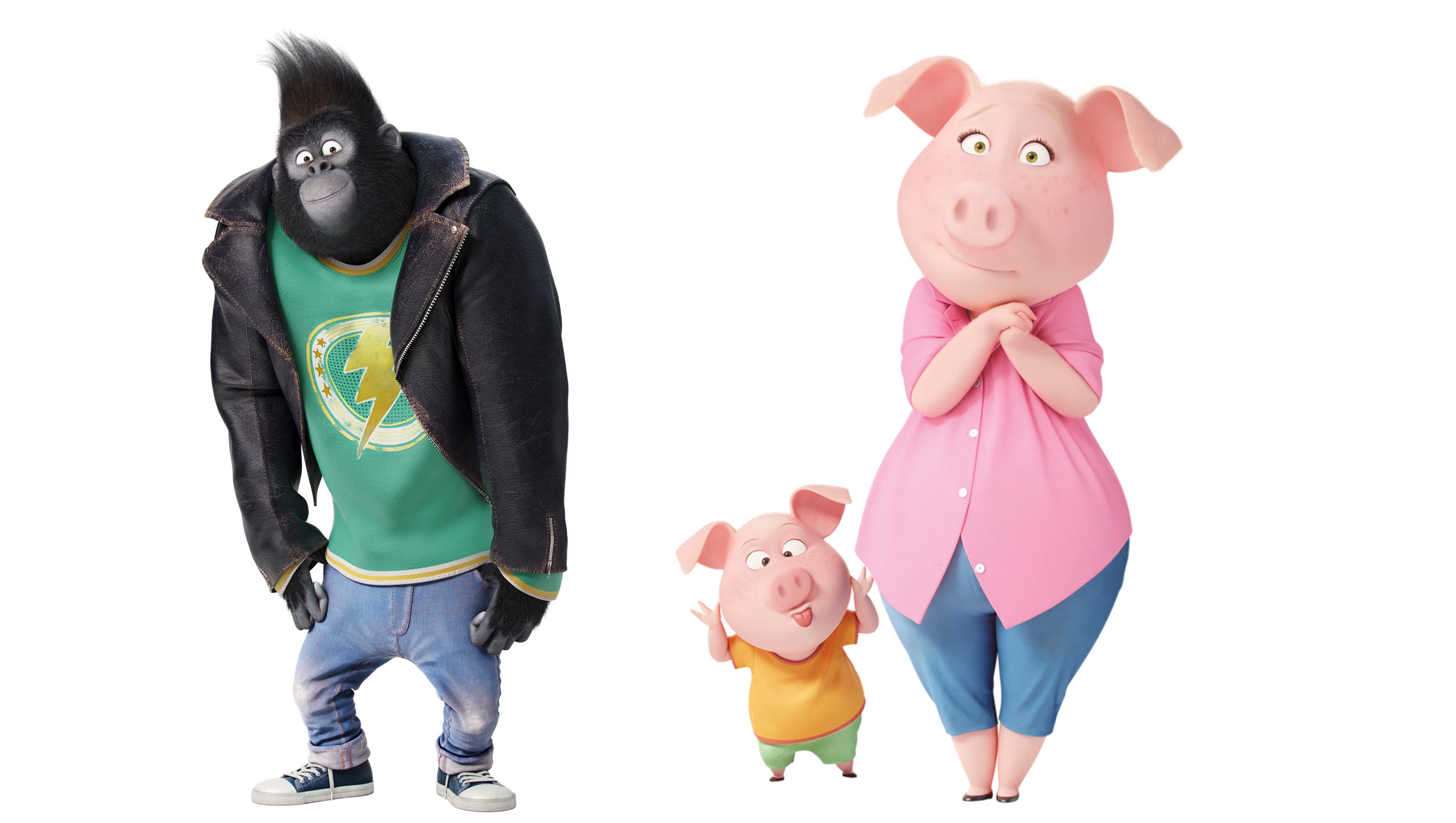 Johnny the gorilla (voiced by Taron Egerton) prefers to be a singer than a gangster, and Rosita (Reese Witherspoon) aspires to be a doting mother pig.
