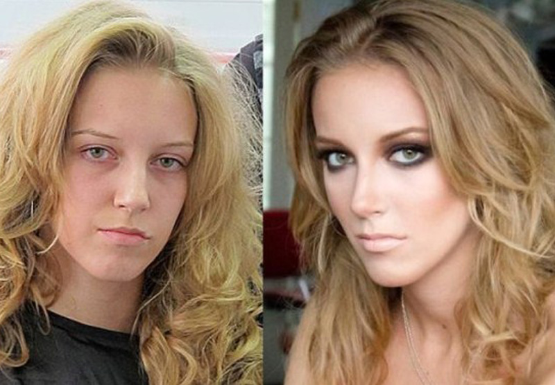 Blonde hair before and after makeup