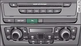 Audi A4: Audi plus parking system. Center console: Parking assist switch