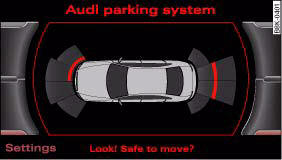 Audi A4: Audi plus parking system. Display: Show distance graphically