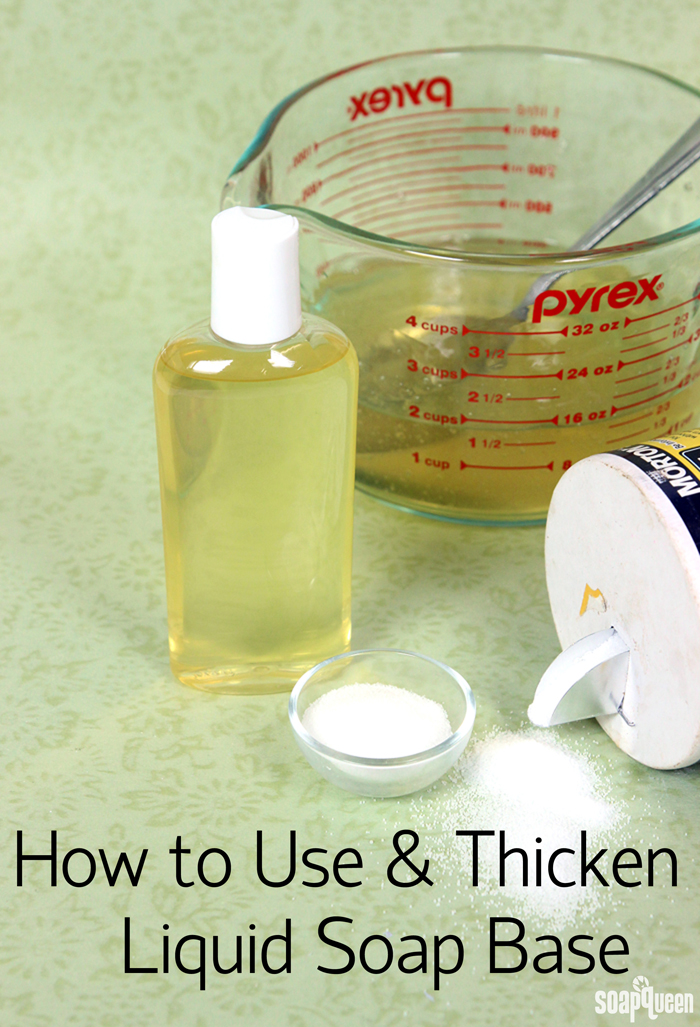 Learn how to thicken a liquid soap base with a natural salt solution.
