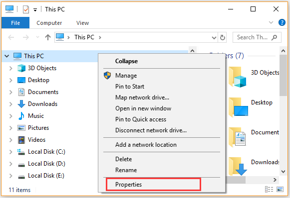 right click on This PC and select Properties