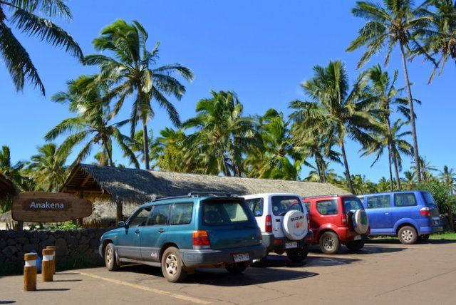 Estacionamiento de la playa Anakena