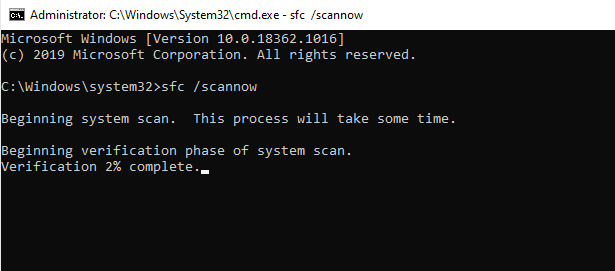 command sfc /scannow