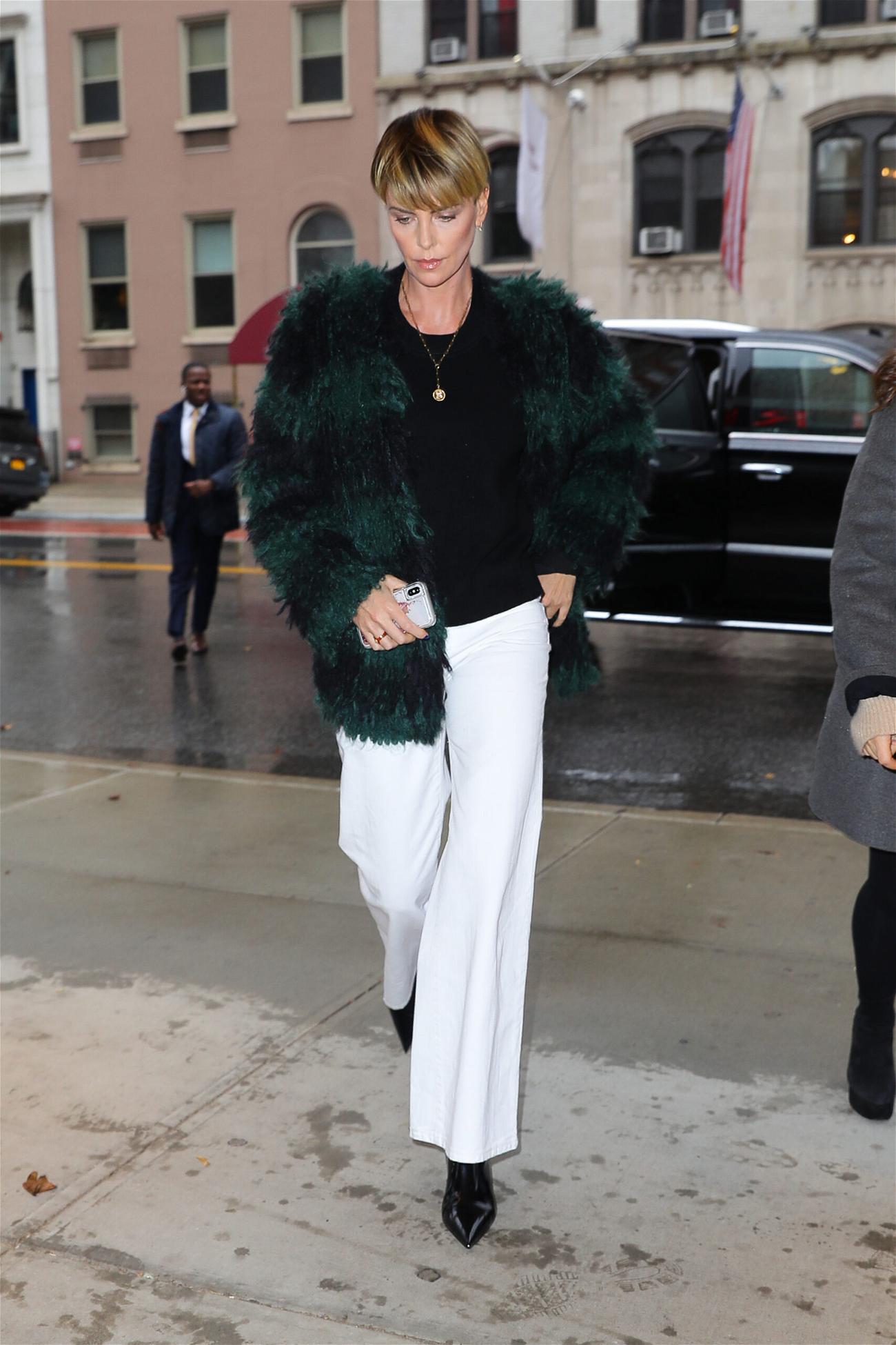 Charlize Theron was spotted and appeared in NYC on October 20, 2019