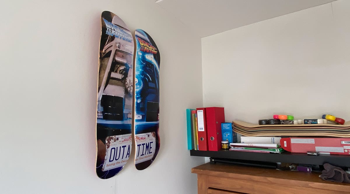 Skateboard floor hanging on the wall