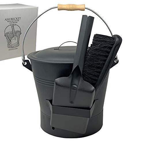 Coal and ash bin with hand shovel and broom