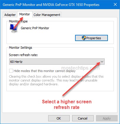 choose a higher screen refresh rate