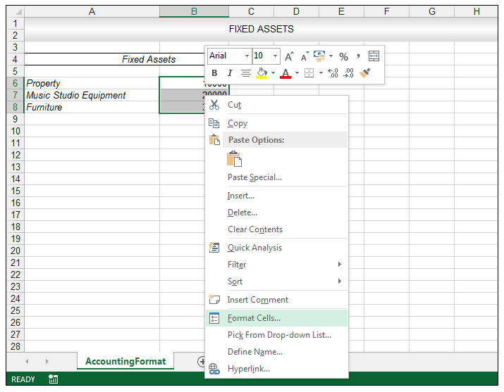 Formatting accounting numbers in Excel - Figure 2