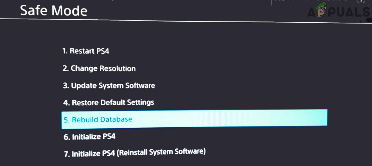 10. Rebuild Database of the PS4 Console