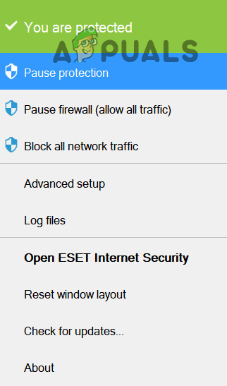 9. Pause Protection of ESET Internet Security 2