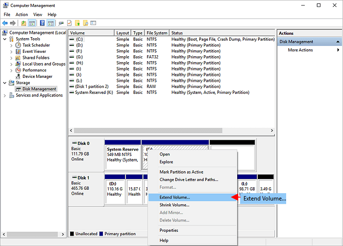 Expand Volume after leaving enough space unallocated