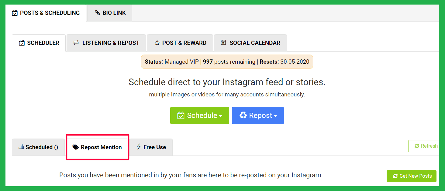 AiSchedul reposts mentions to see who shared your photos on Instagram