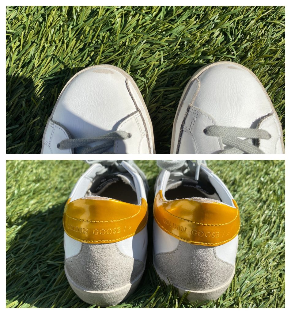 yellow goose sneakers fit with sizing finish