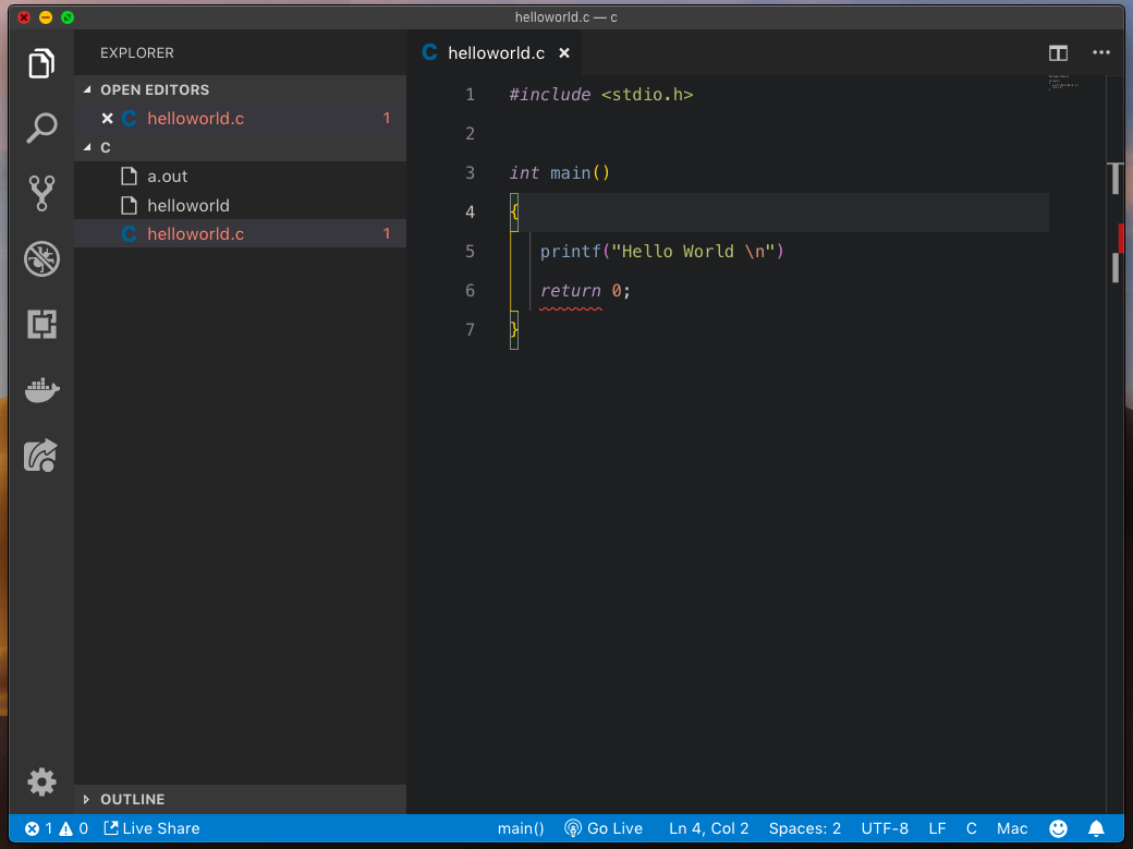 C in Visual Studio Code