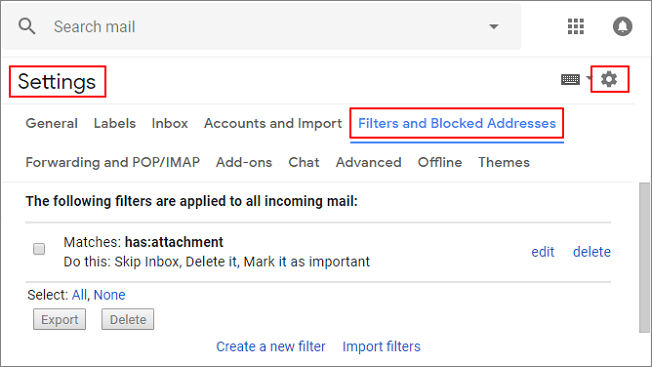 gmail filter