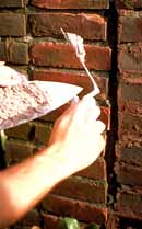Soft mortar used to repair brick foundation