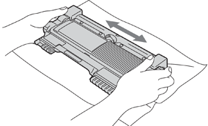 Gently shake the Brother HL-2220, HL-2230, HL-2240, HL-2270, HL-2280 toner cartridges