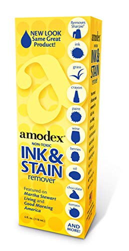 Amodex Ink and Stain Remover - Cleans Marker, Ink, Crayon, Pen, Makeup from Furniture, Skin, Clothing, Fabric, Leather - Liquid Solution - 4 fl oz Bottle