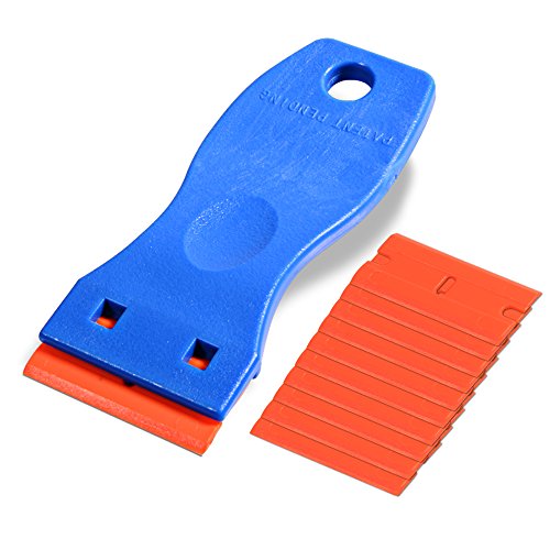 EHDIS 1.5" Plastic Razor with 10 Pcs Double Edge Plastic Blades For Removing Decals Stickers On Glass Window