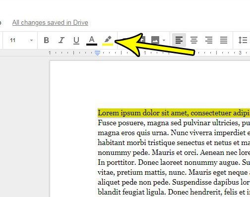 how to remove google docs highlight text