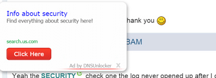 Ads with DNS Unlocker pop up from hyperlink text