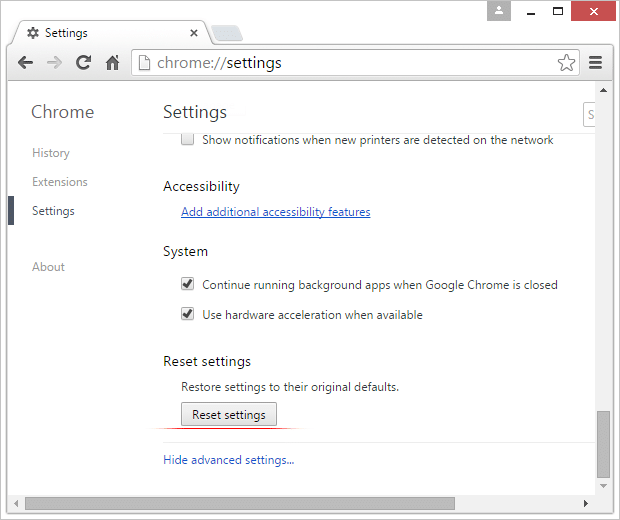 Chrome-specific settings