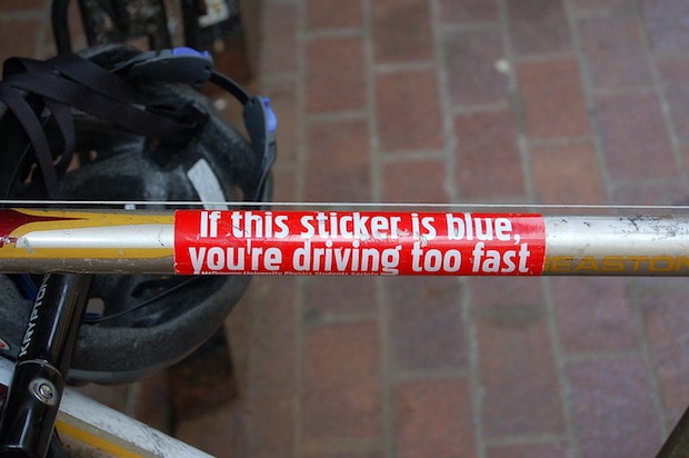 Manufacturer's sticker on the bike's head tube