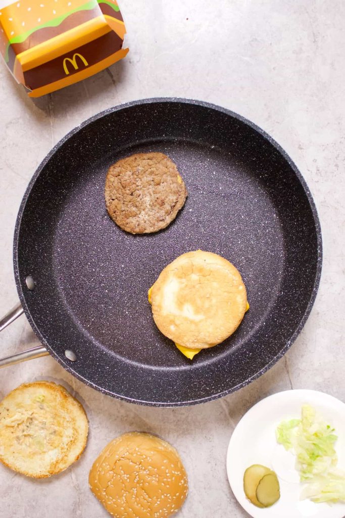 Big Mac heated in a pan