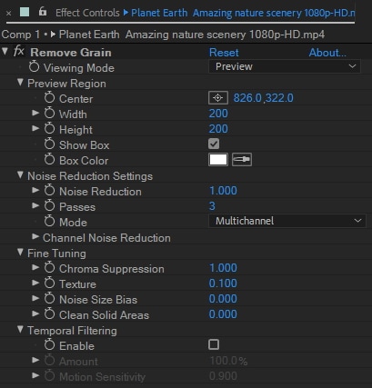 settings for noise reduction pro debut