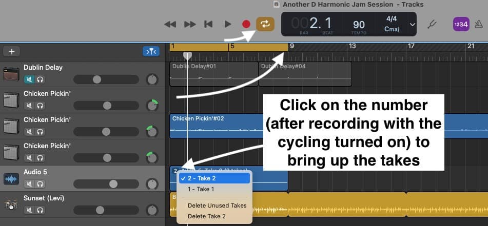 Cycling, Takes, Time Duration, and More Explanation of the Feature