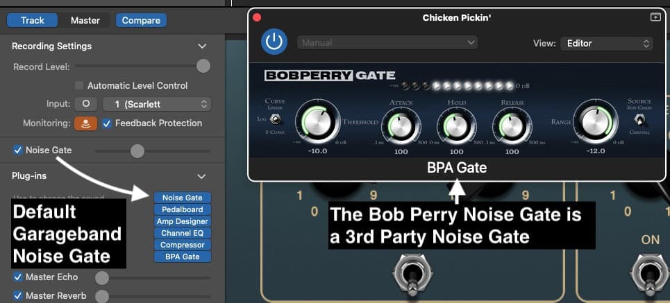 Default Garageband Noise Gate and Bob Perry Noise Gate
