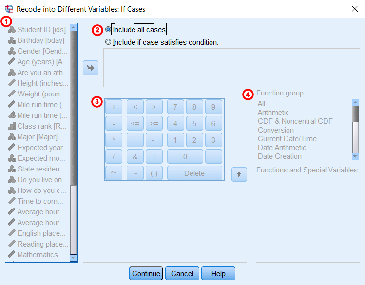 spss v25 recode to different variables in dialog window if case windows 10