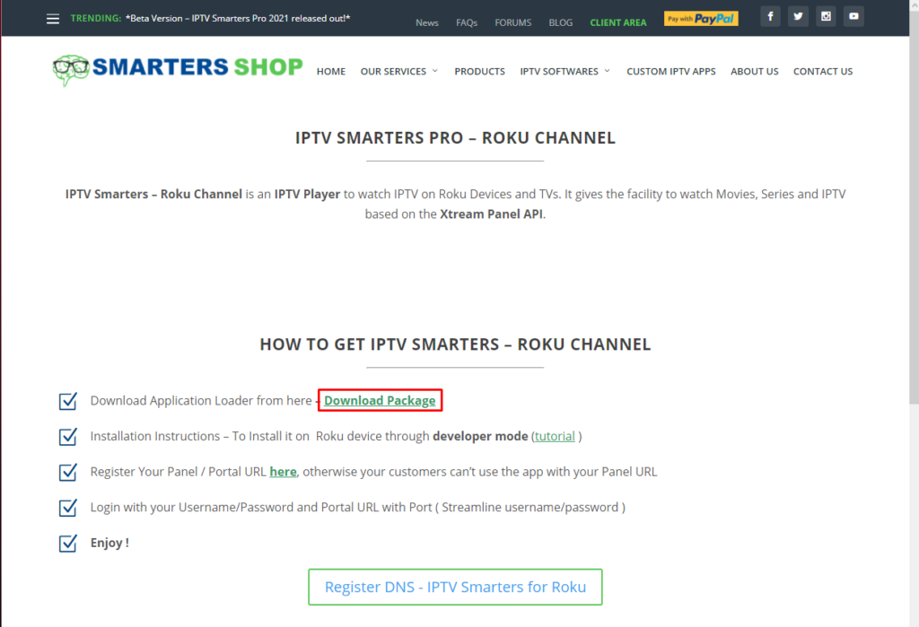 download iptv smarters for roku