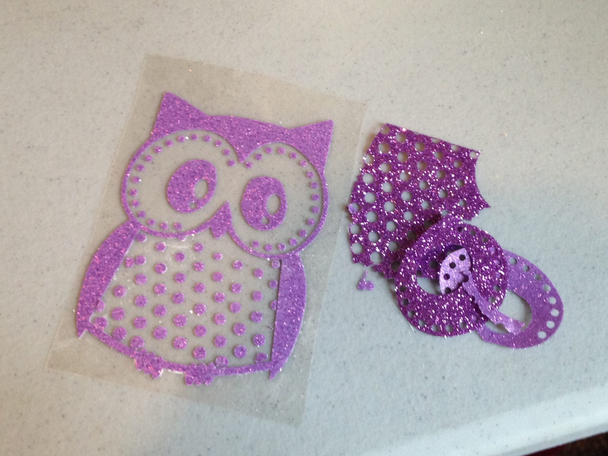 Glitter heat transfer vinyl owl design- so cute!