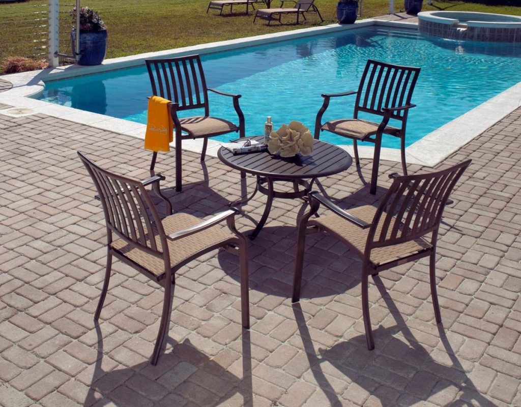 5 pieces of wind island gather group of stackable outdoor furniture