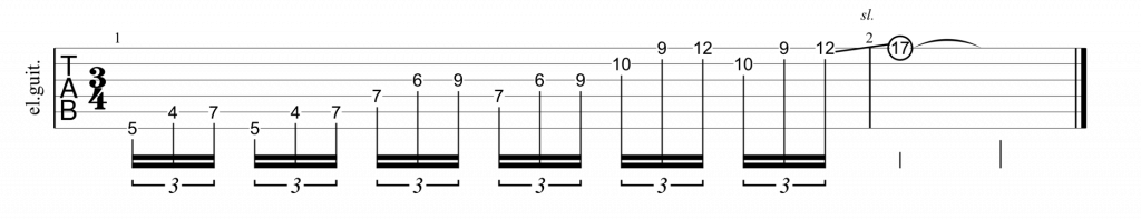 Pentatonic octave scale lick shape