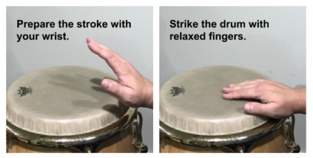 conga stroke steps shown in two images for slap