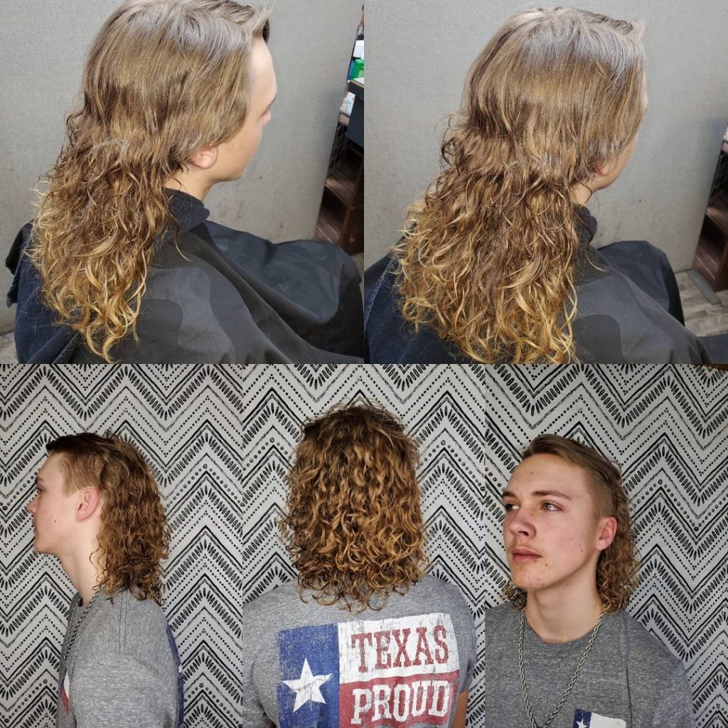 Perm for men with long curly hair mullet tiffythehairslayer