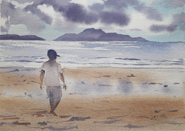 Boy on the beach watercolor painting # watercolor # painting tutorial # watercolor painting # watercolor map # watercolor painting