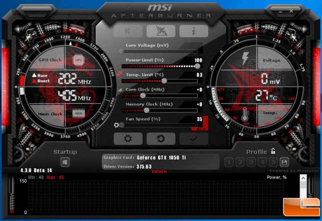 MSI Afterburner Overclocks GeForce GTX 1050 Ti