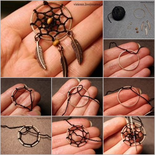 DIY Web Dream Catcher Jewelry Pendant Making Tutorial