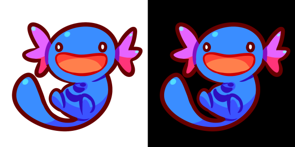 [Pictured: Identical Wooper drawings on a white and black background.]