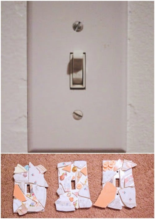 DIY Vintage Plate Covered Light Switch