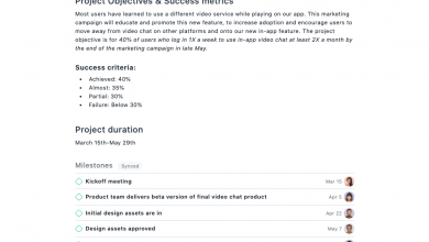 Example project brief screenshot in Asana