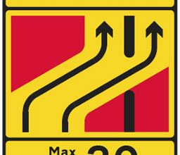 Contraflow system motorway sign