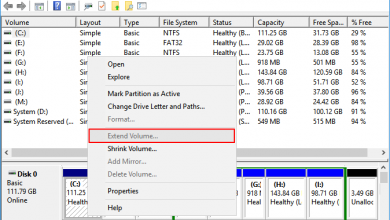 Cannot extend volume partition.