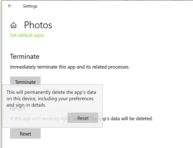 Windows 10 Photos app doesn't scroll